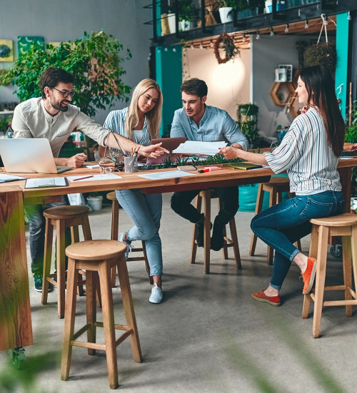 group young business people working together