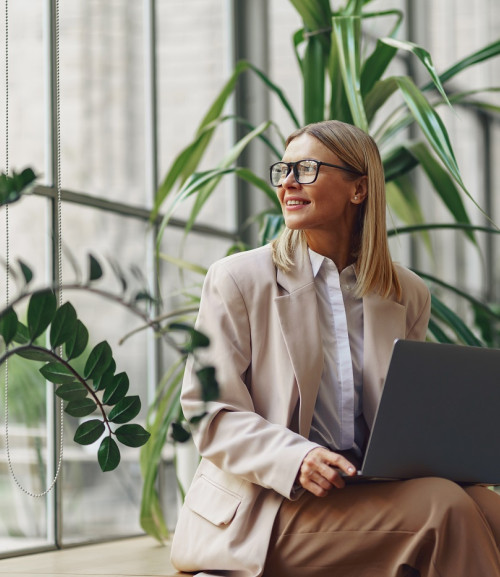 smiling woman working