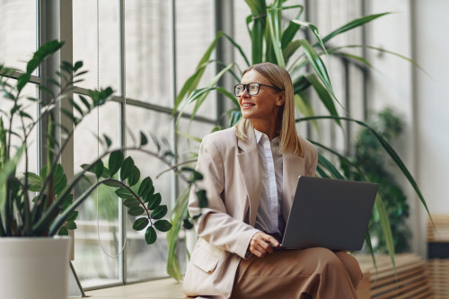 smiling woman working