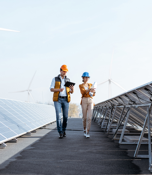 view on rooftop solar power plant