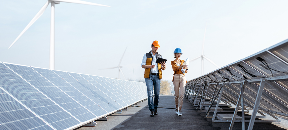 view on rooftop solar power plant