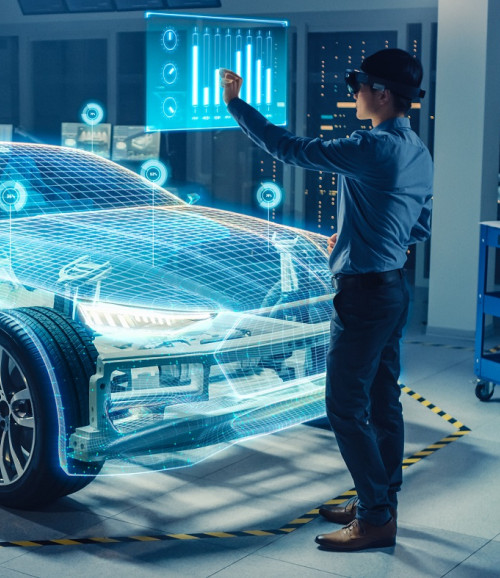 automotive engineer use virtual reality headset