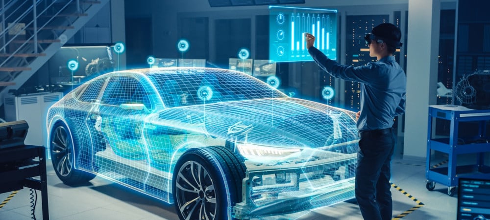 automotive engineer use virtual reality headset
