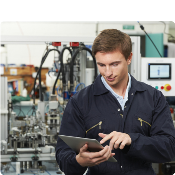 engineer factory using digital tablet work