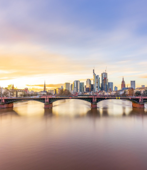 skyline frankfurt main evening light