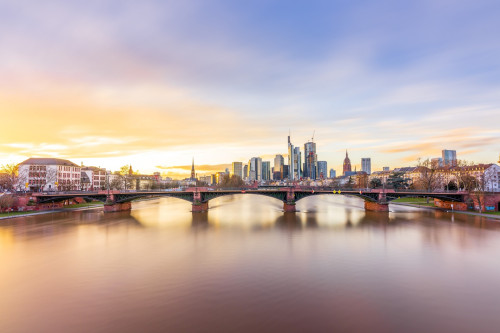 skyline frankfurt main evening light