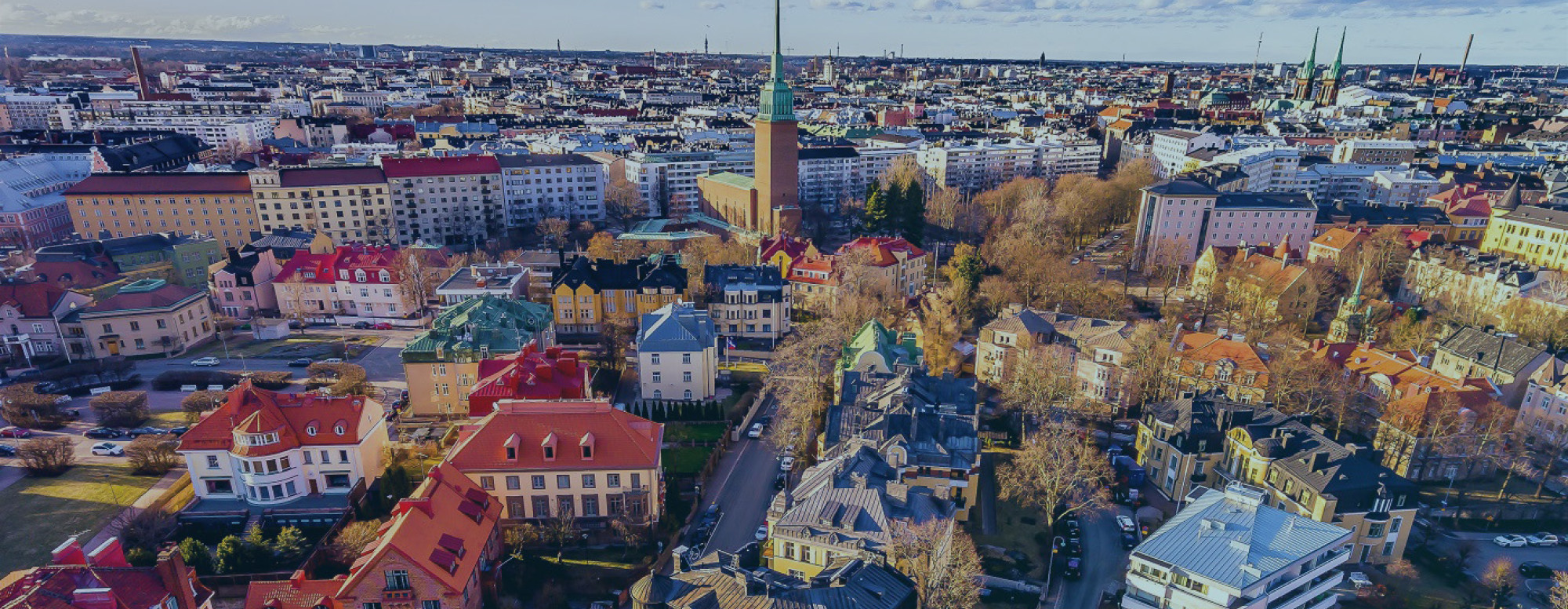 Helsinki aerial spring blue tint