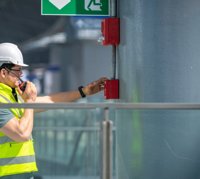 engineer wearing safety uniform helmet