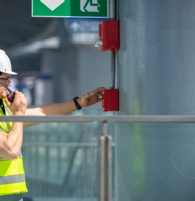 engineer wearing safety uniform helmet
