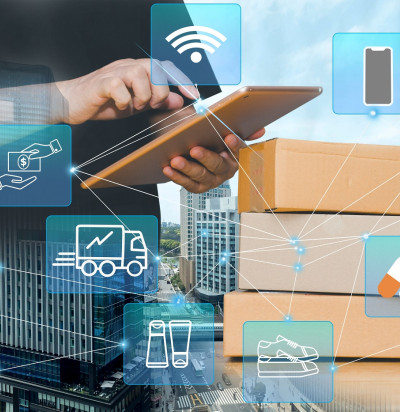 express parcels businessman office sending online