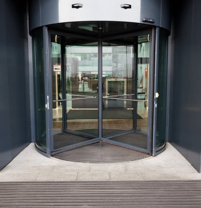 revolving door reception office building
