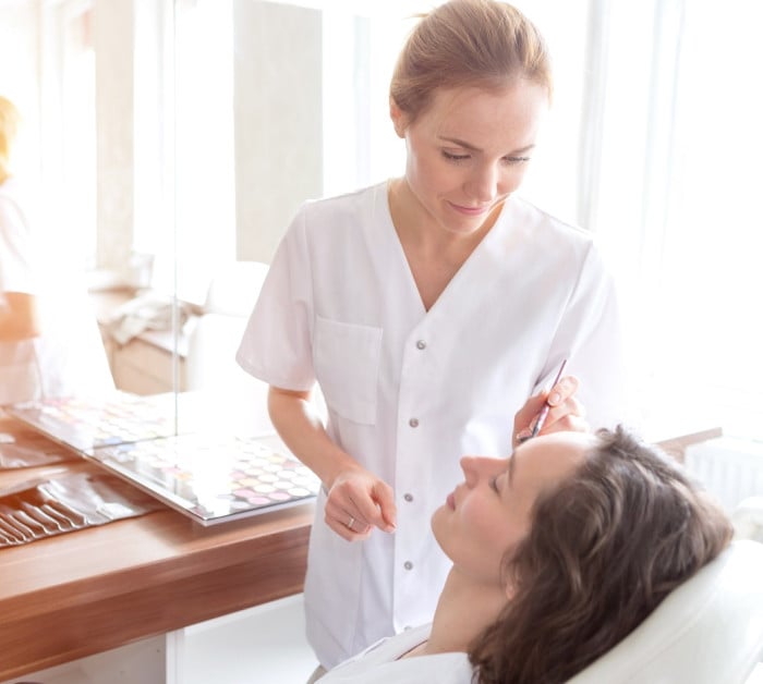 view two young beautician students