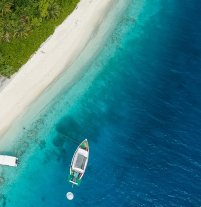 beautiful drone shot white boat