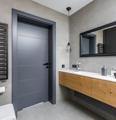 dark elegant bathroom countertop basin mirror
