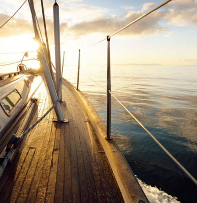 sloop rigged modern yacht wooden teak deck sailing ML3