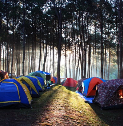 sunbeam morning around camping site
