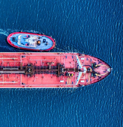 aerial view container cargo ship sailing