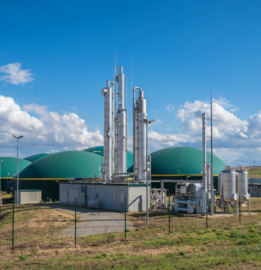 modern biogas plant generating electricity heat