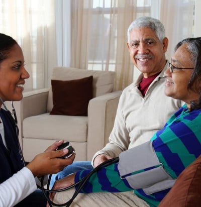 home health care worker elderly couple