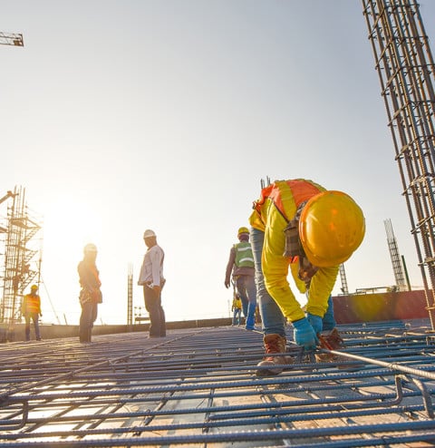 Construction workers steel reinforcement bar  shutterstock 786092152