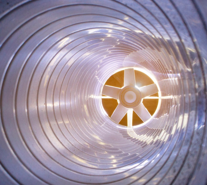 closeup view inside galvanized steel air