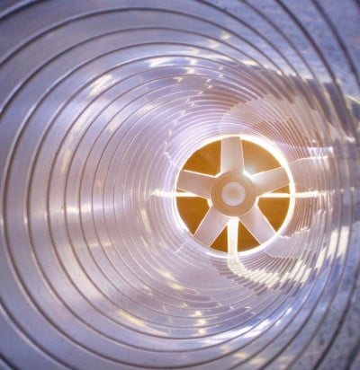 closeup view inside galvanized steel air