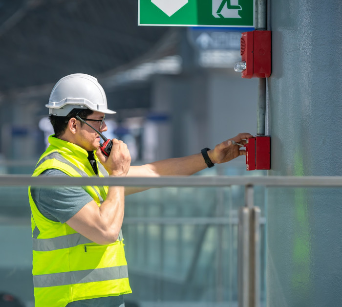 engineer wearing safety uniform helmet