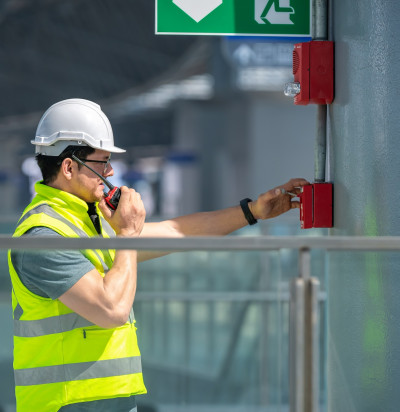 engineer wearing safety uniform helmet