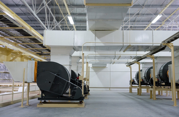 closeup view inside galvanized steel air