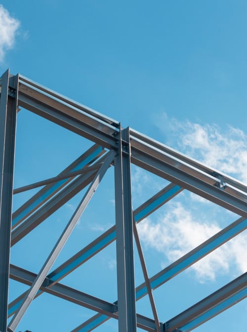 steel frame construction under blue sky