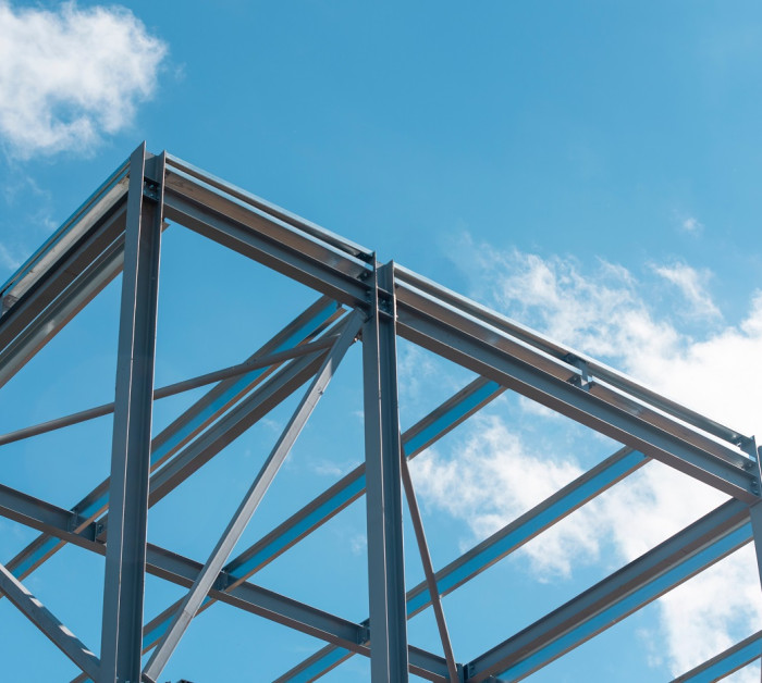 steel frame construction under blue sky