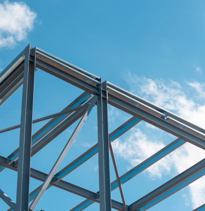 steel frame construction under blue sky