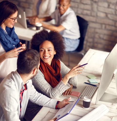 team working computer