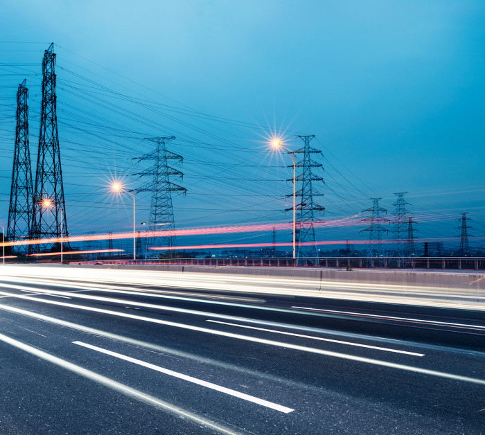 high voltage post tower sky background 