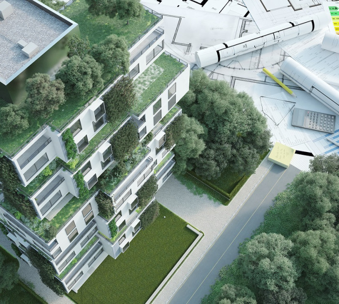 3d rendering sustainable modern apartment building resized
