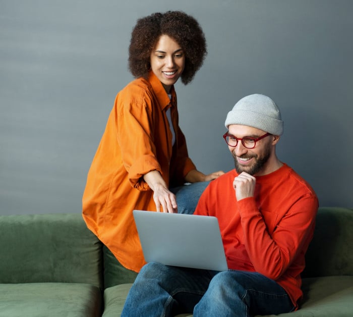 business collaboration smiling orange