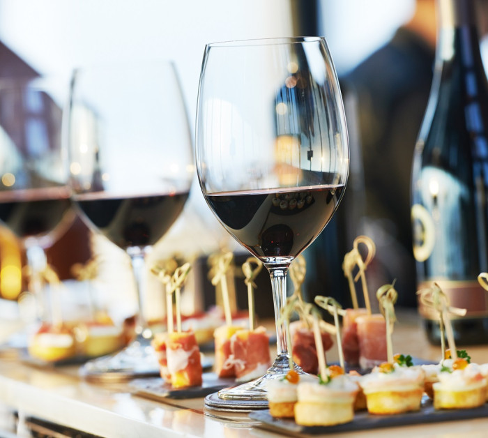 catering services background snacks glasses wine