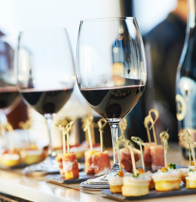 catering services background snacks glasses wine