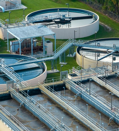 aerial view modern water cleaning facility