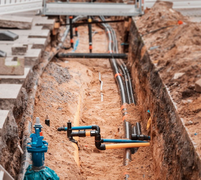 excavation trench on city street