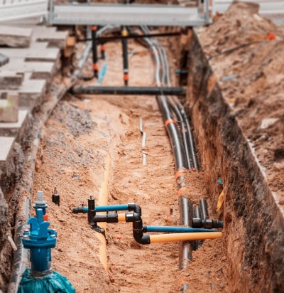 excavation trench on city street