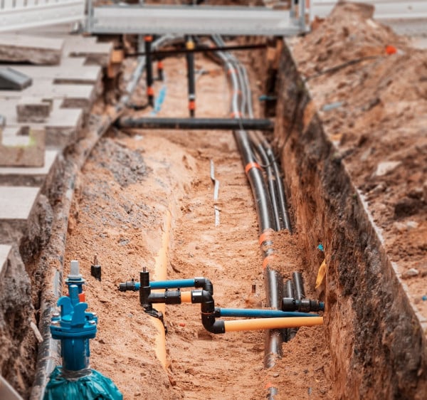 excavation trench on city street