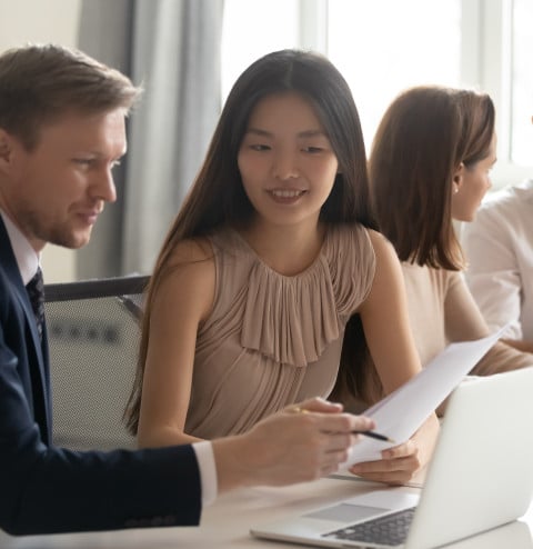 A meeting in an office