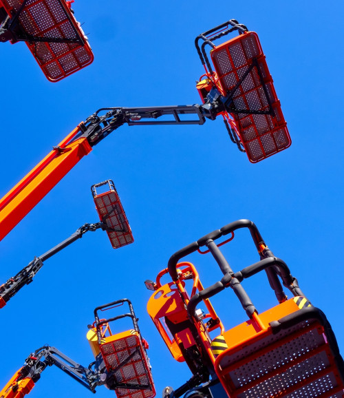 big group articulating cranes baskets hydraulic