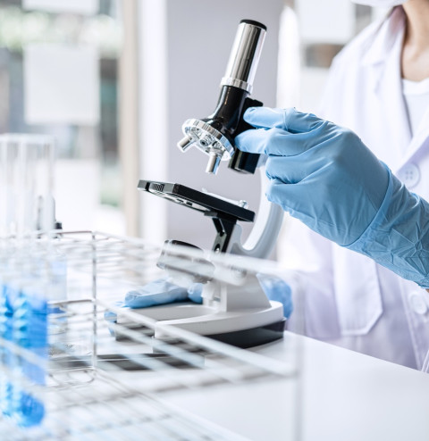 scientist medical lab coat working biotechnological